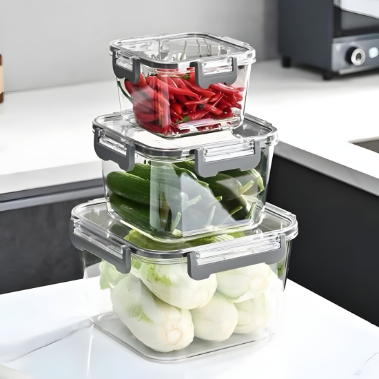 Acrylic Square Tupperware Set - 3 Pcs